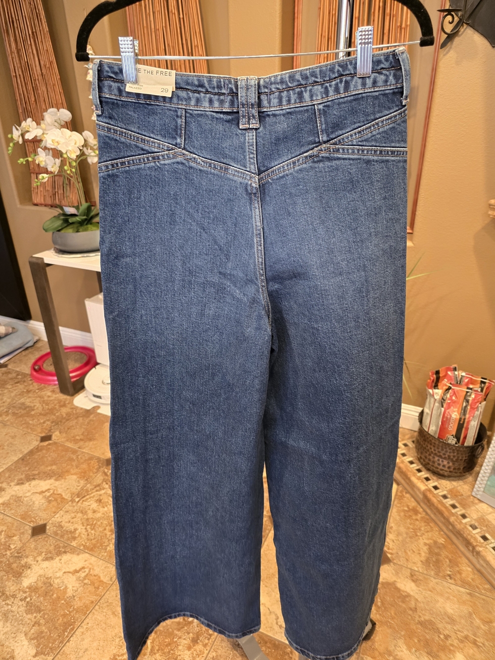 We The Free High-Rise Wide-Leg Blue Denim Jeans - Picture 6 of 8